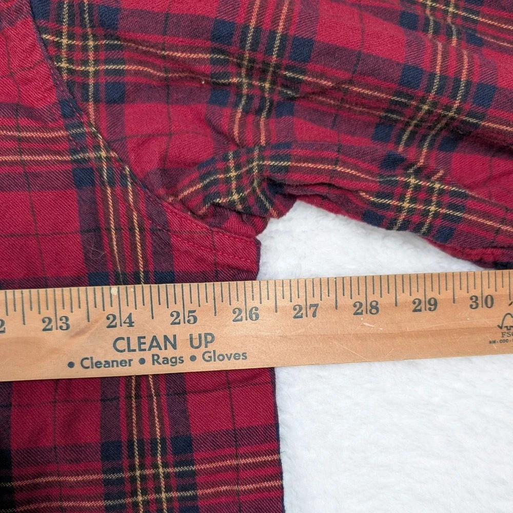 Vintage LL Bean Flannel Shirt Mens XL Tall Red Plaid Long Sleeve Button Canada‎ - Picture 6 of 9